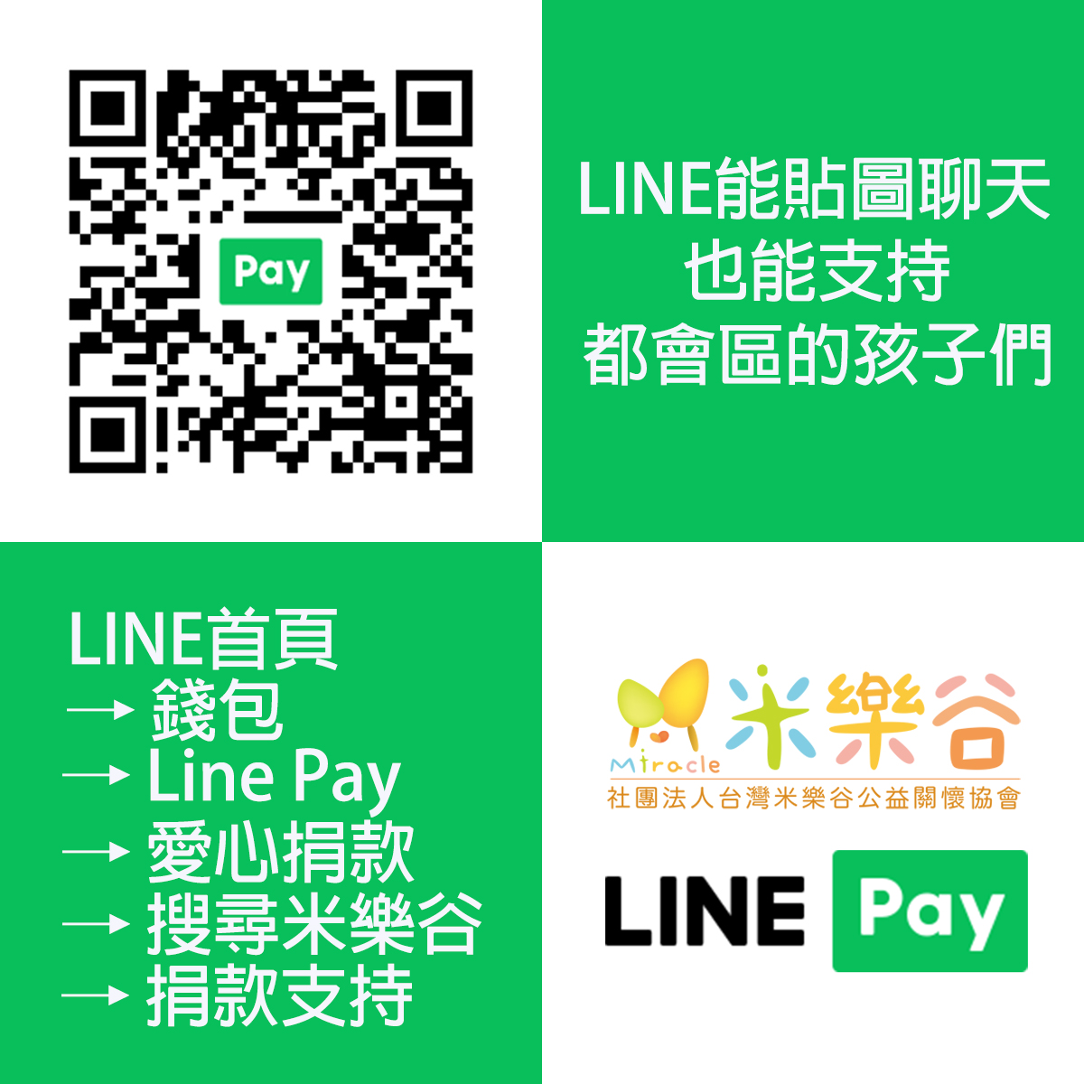 【現在您也可以使用最常用的LINE來支持都會區的孩子們】(標題圖檔)